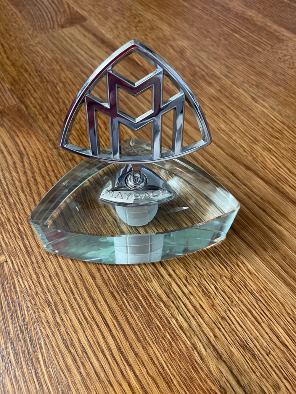 Maybach SCHOTT Wiesel Hood Ornament / paper weight with Glass Base – Silver
